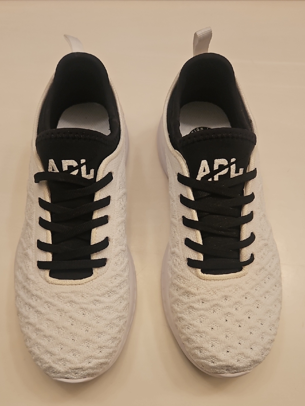 APL White and Black Knit Running Sneakers